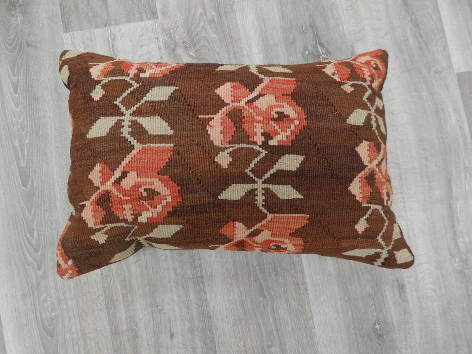 Turkish Hand Made Vintage Kilim Lumbar Pillow (40 x 60cm) - Rugs Direct