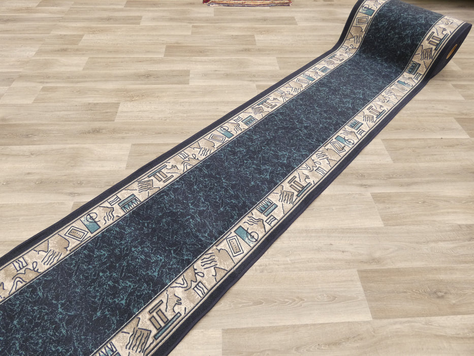 Navy Colour Non Slip Rubber Back Runner 80cm Wide x Cut To Order - Rugs Direct