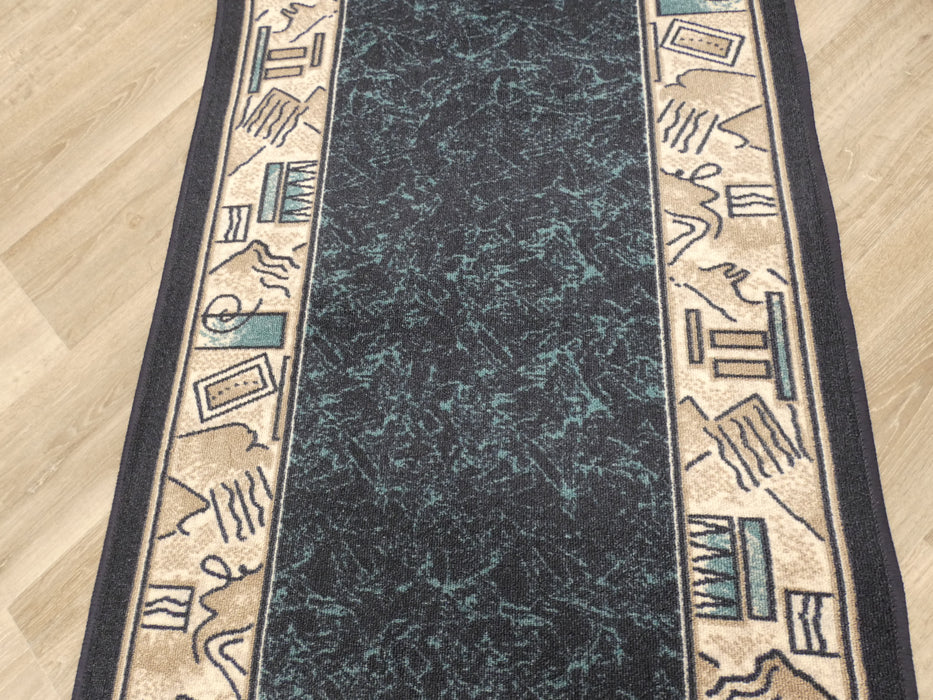 Navy Colour Non Slip Rubber Back Runner 80cm Wide x Cut To Order - Rugs Direct