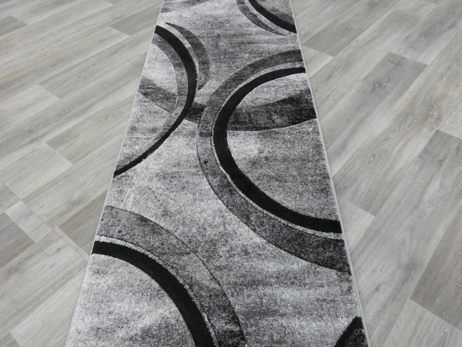 Aroha Abstract Modern Grey Colour Turkish Hallway Runner 80cm Wide x Cut To Order - Rugs Direct