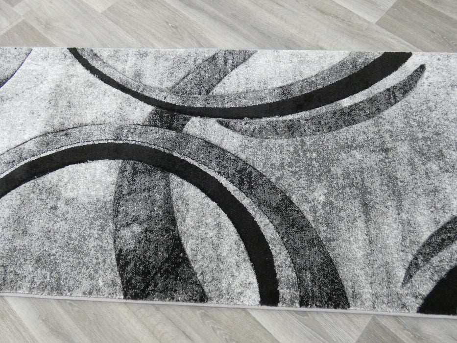 Aroha Abstract Modern Grey Colour Turkish Hallway Runner 80cm Wide x Cut To Order - Rugs Direct