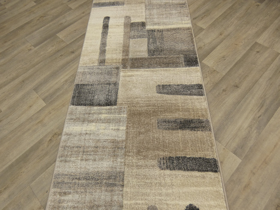 Aroha Abstract Modern Neutral Colour Turkish Hallway Runner 80cm Wide x Cut To Order - Rugs Direct
