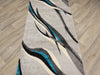 Aroha Abstract Modern Light Grey/Turquoise Turkish Hallway Runner 80cm Wide x Cut To Order - Rugs Direct