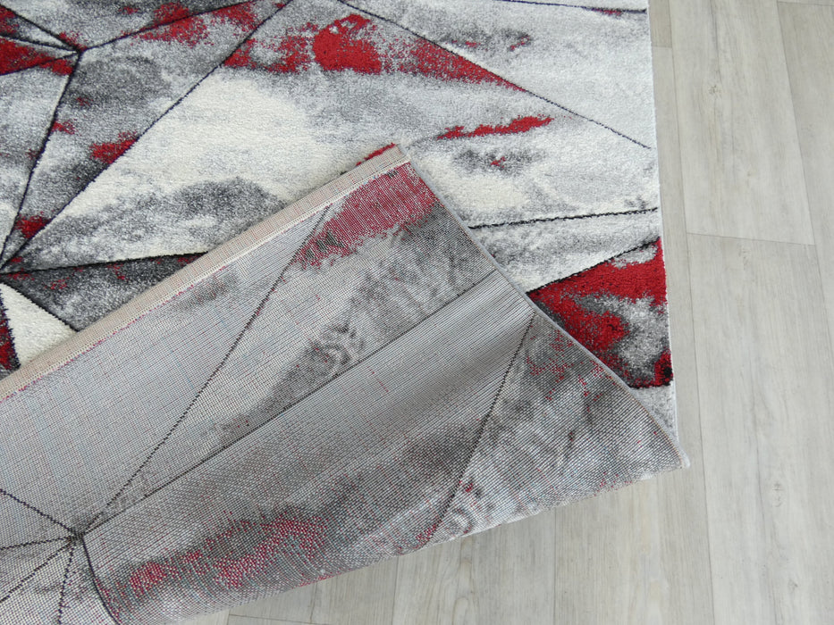 Abstract Modern Design Turkish Aroha Rug in Red & Grey