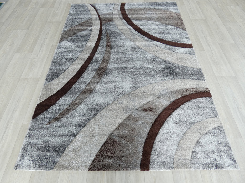 Abstract Modern Design Turkish Aroha Rug in Brown/ Beige/ Grey - Rugs Direct