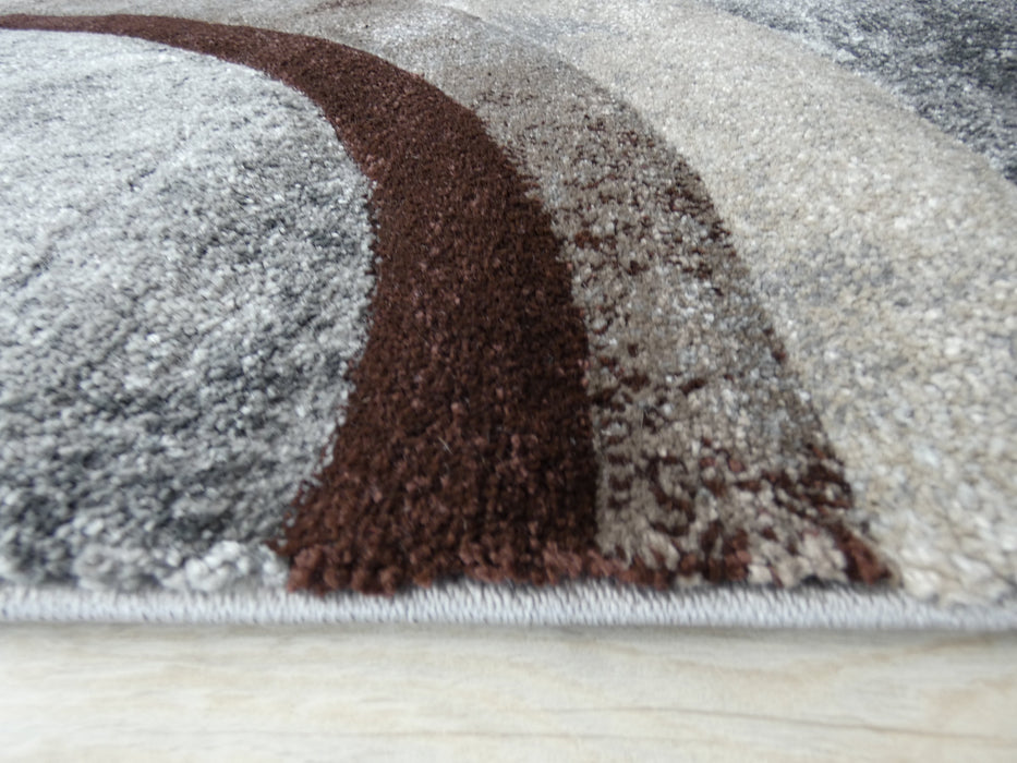 Abstract Modern Design Turkish Aroha Rug in Brown/ Beige/ Grey