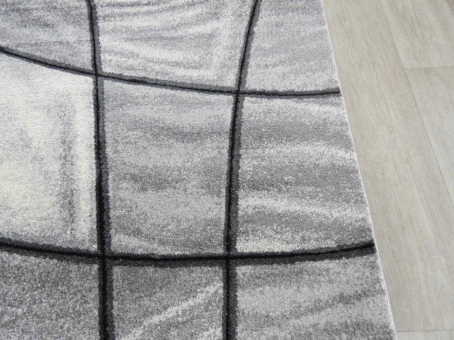 Abstract Modern Design Turkish Aroha Rug in Grey & Cream