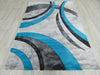 Abstract Modern Design Turkish Aroha Rug in Turquoise/ Grey/ Black - Rugs Direct