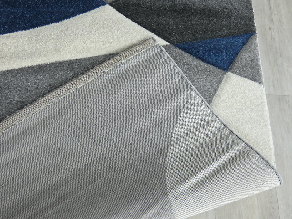 Abstract Modern Design Turkish Rug in Navy/ Grey/ White