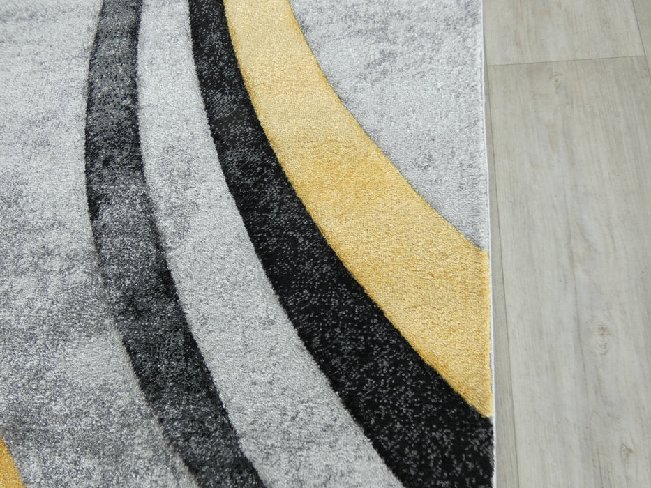 Abstract Modern Design Turkish Aroha Rug in Yellow/ Grey/ Black
