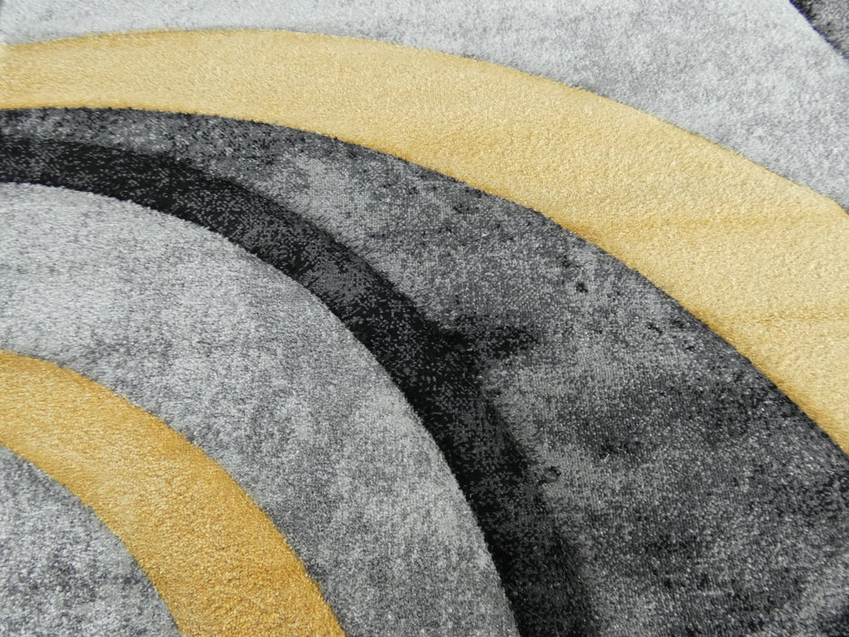 Abstract Modern Design Turkish Aroha Rug in Yellow/ Grey/ Black