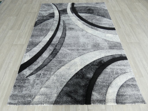 Abstract Modern Design Turkish Aroha Rug in Grey/ Light Grey/ Black - Rugs Direct