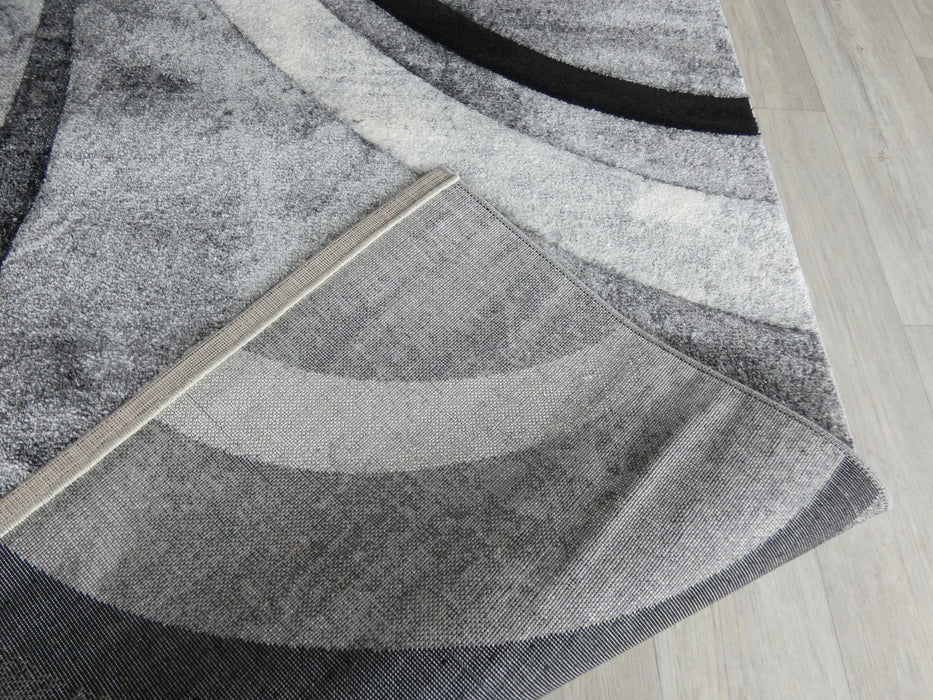 Abstract Modern Design Turkish Aroha Rug in Grey/ Light Grey/ Black