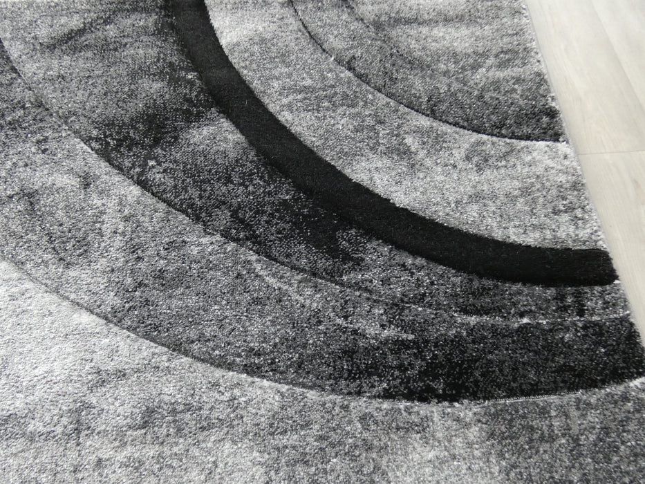Abstract Modern Design Turkish Aroha Rug in Dark Grey/ Grey/ Black