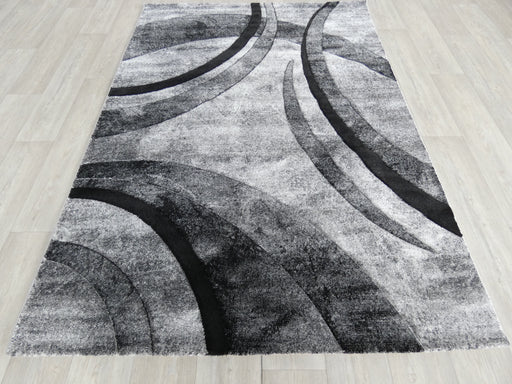 Abstract Modern Design Turkish Aroha Rug in Dark Grey/ Grey/ Black - Rugs Direct
