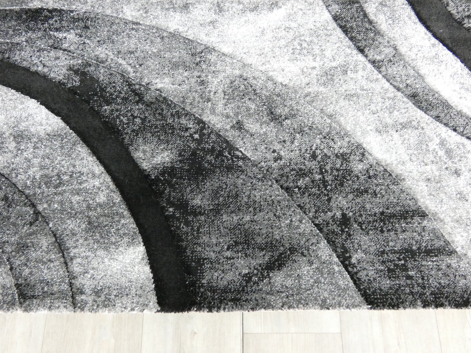 Abstract Modern Design Turkish Aroha Rug in Dark Grey/ Grey/ Black