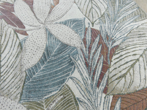 Galleria Botanic Leaf Design Argentum Round Rug - Rugs Direct