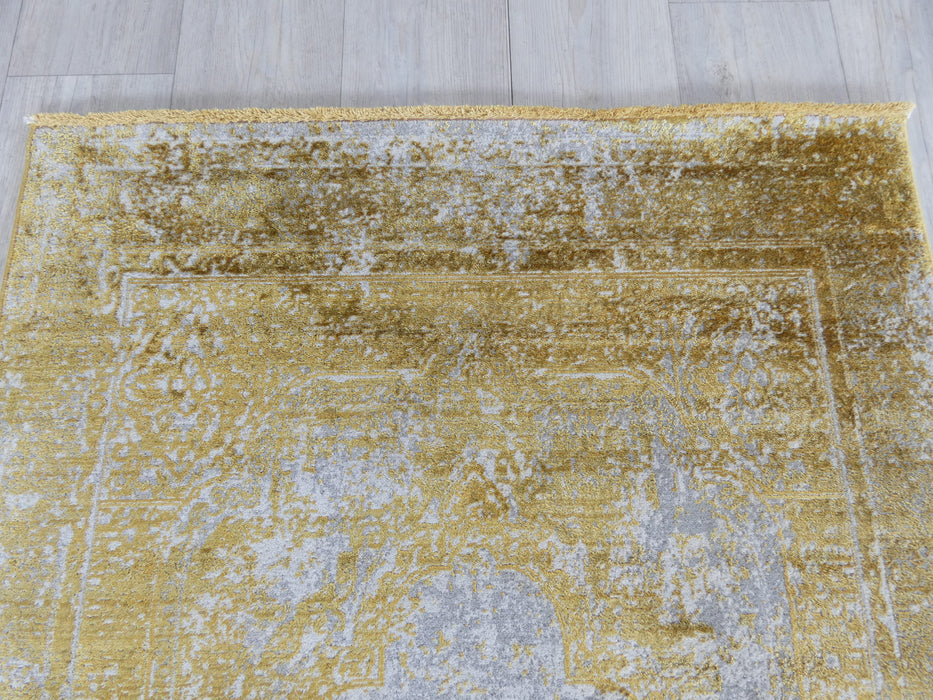 Warm Yellow Colour Overdyed Design Rug Runner Size: 100 x 200cm - Rugs Direct