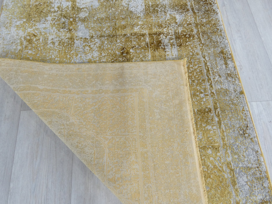 Warm Yellow Colour Overdyed Design Rug Runner Size: 100 x 200cm - Rugs Direct