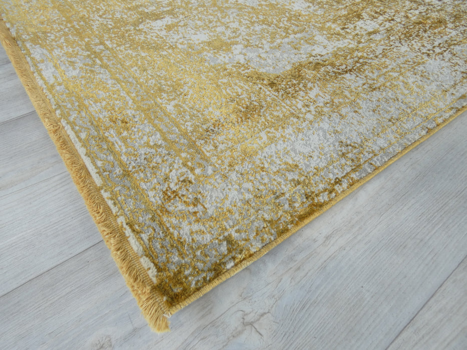 Warm Yellow Colour Overdyed Design Rug Runner Size: 80 x 300cm - Rugs Direct