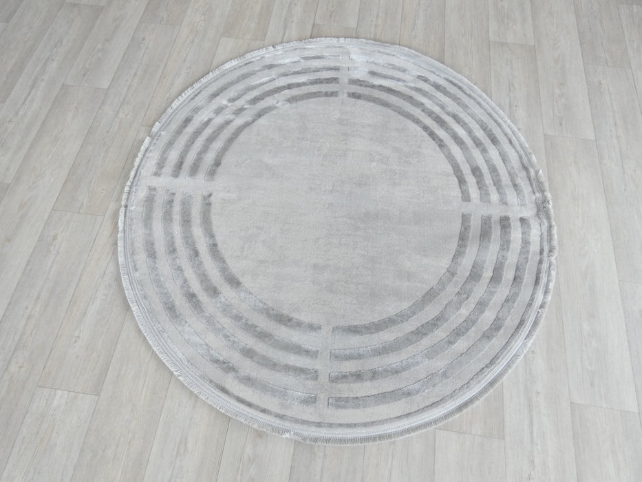 Luxurious Designer Grey Colour Round Rug Size: 160 x 160cm - Rugs Direct
