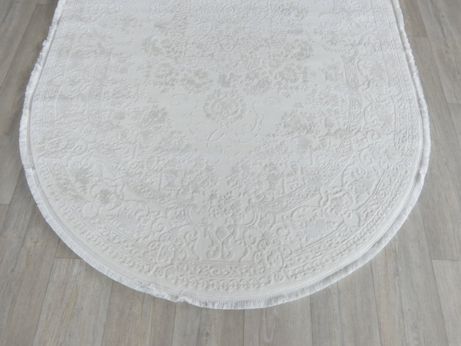 Luxurious Designer Bone Colour Ovel Shape Rug Size: 120 x 180cm - Rugs Direct