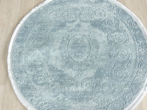 Luxurious Designer Overdyed Look Blue Colour Round  Rug - Rugs Direct