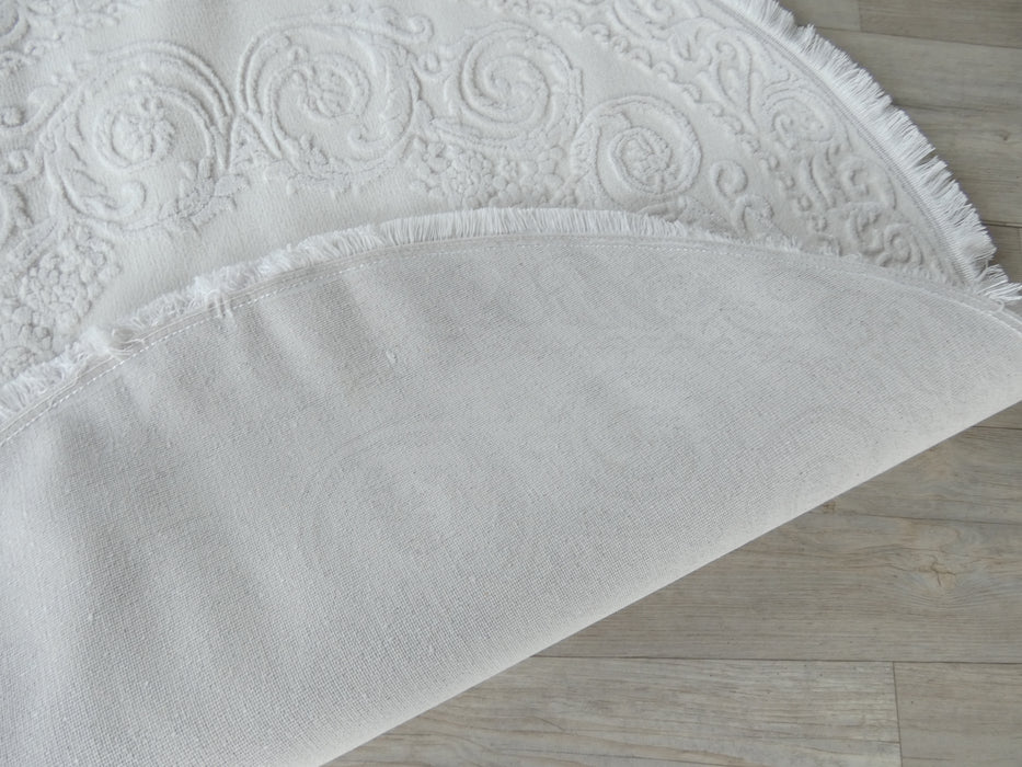 White Design Round Rug Luxurious Designer White Colour Round Rug — Rugs Direct