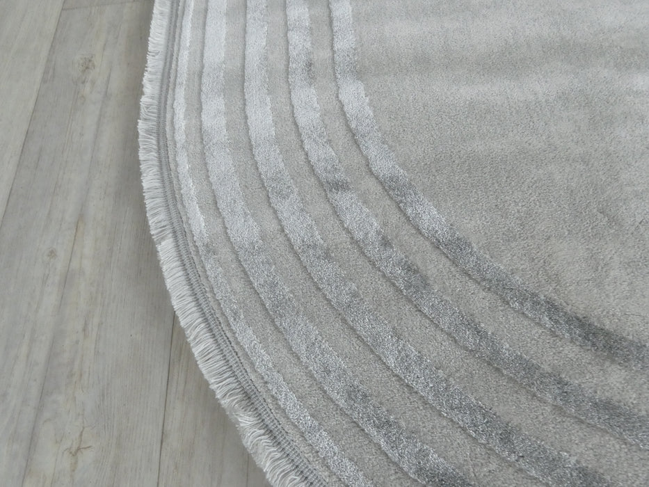 Luxurious Designer Grey Colour Oval Shape Rug Size: 120 x 180cm - Rugs Direct