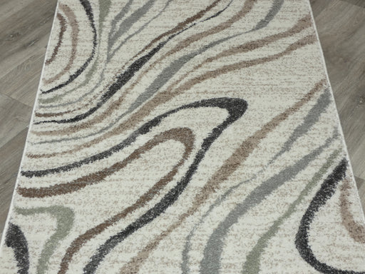 Swirl Abstract Style Neutral Colour Hallway Runner 80cm Wide x Cut To Order - Rugs Direct