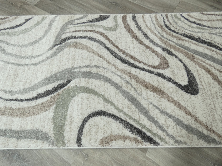 Swirl Abstract Style Neutral Colour Hallway Runner 80cm Wide x Cut To Order - Rugs Direct
