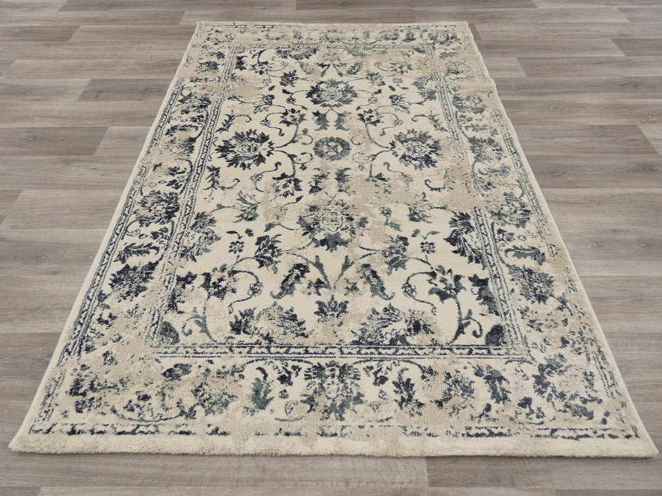 Faded Design Transitional Style Cream and Charcoal Colour Rug - Rugs Direct