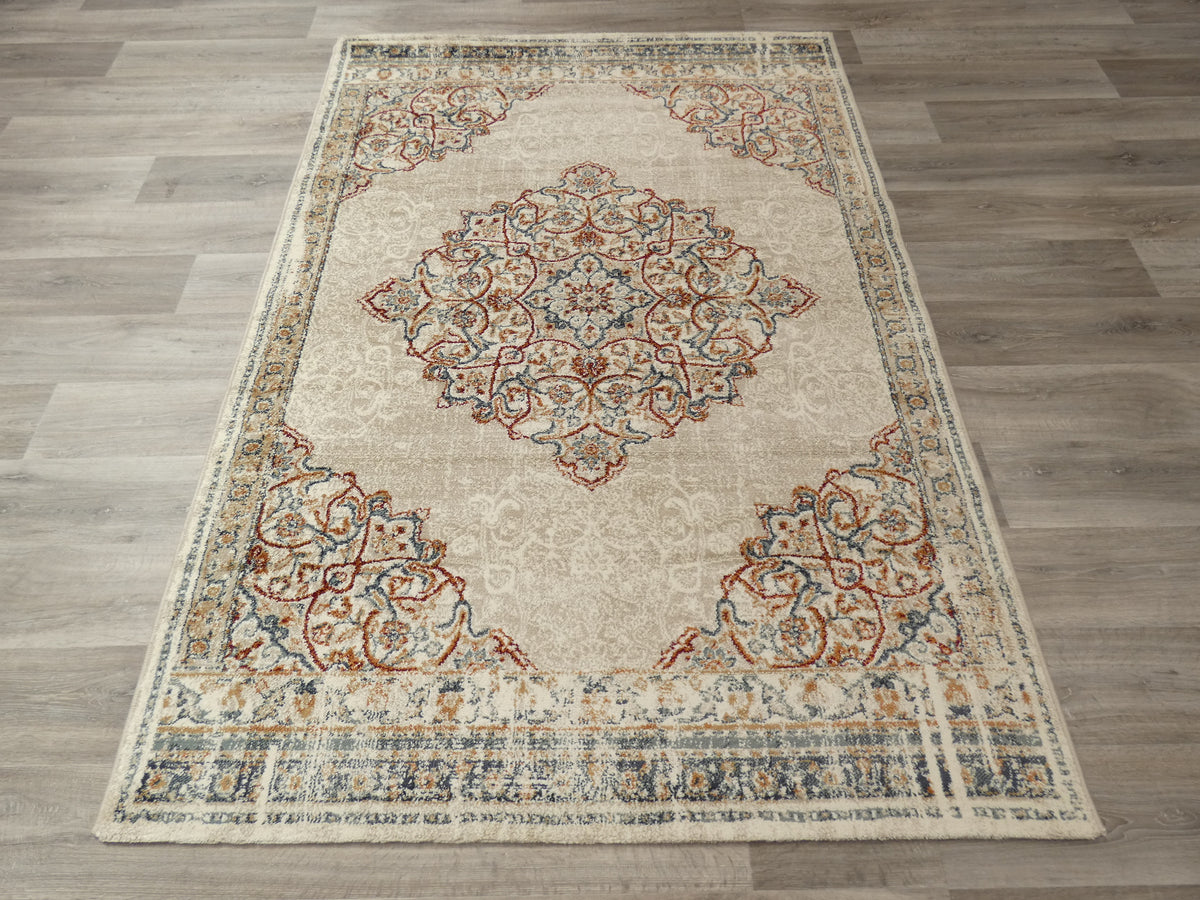 Washed Out Rugs Washed Out, Traditional Design Beige and Cream Colour Rug — Rugs Direct