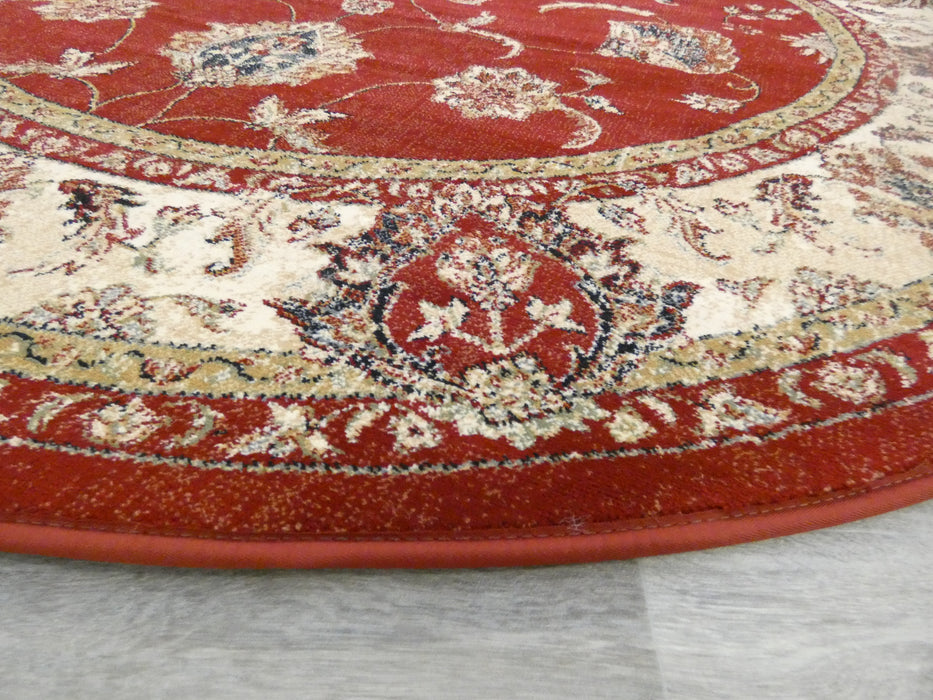 Red Turkish Choubi Design Da Vinci Round Rug - Rugs Direct