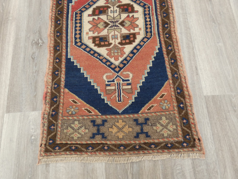 Vintage Hand Knotted Anatolian Turkish Rug Size: 113 x 58cm