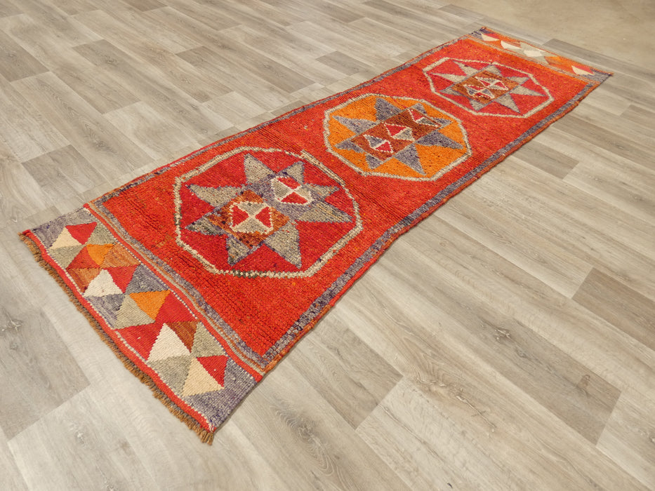 Vintage Hand Knotted Anatolian Turkish Hallway Runner Size: 300 x 90cm