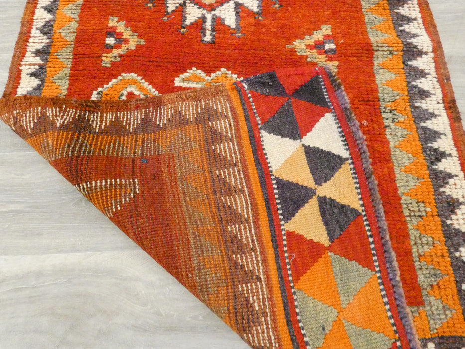 Vintage Hand Knotted Anatolian Turkish Hallway Runner Size: 342 x 95cm