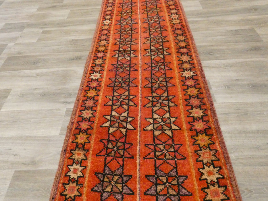 Vintage Hand Knotted Anatolian Turkish Hallway Runner Size: 366 x 93cm
