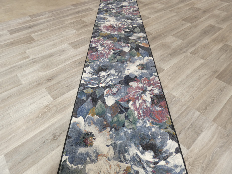 Multicoloured Floral Modern Style Argentum Hallway Runner Size: 80cm wide x Cut to order?!