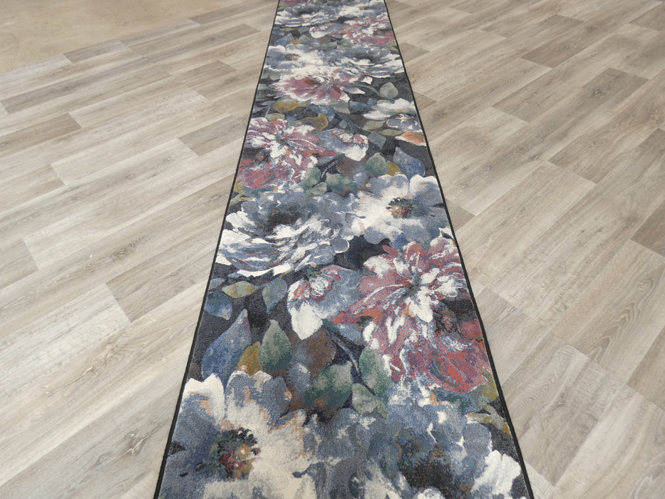 Multicoloured Floral Modern Style Argentum Hallway Runner Size: 80cm wide x Cut to order?!
