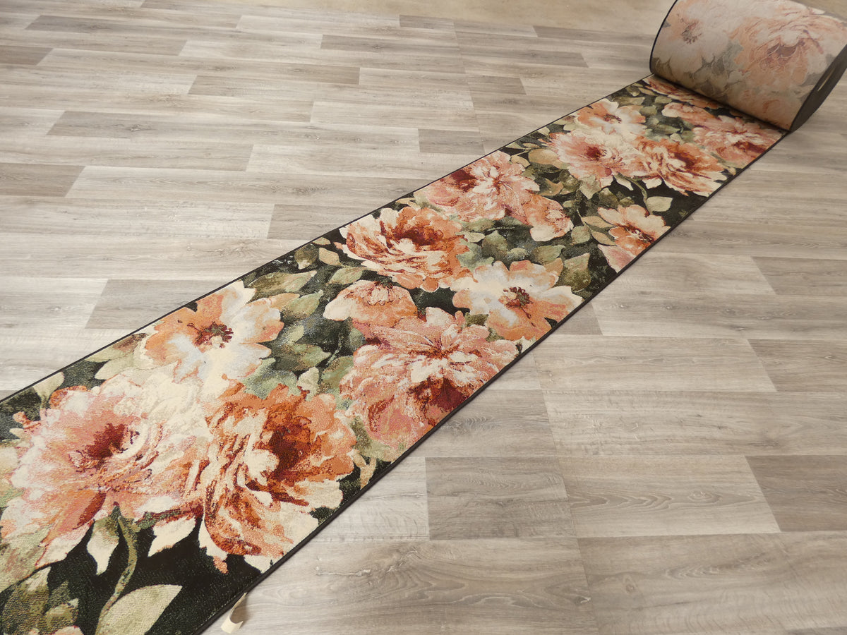 80cm Rug Mastercraft Floral Design Argentum Hallway Runner 80cm wide x Cut to o ...