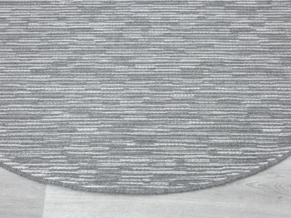High Line Flatweave Pure Wool Round Grey Rug — Rugs Direct