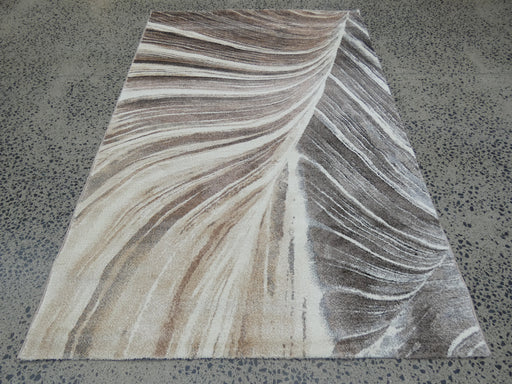 Modern Leaf Design Turkish Aroha Rug in Neutral Colour - Rugs Direct