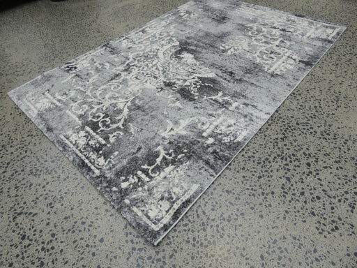 Geometric Modern Design Turkish Aroha Rug in Light Grey & Grey - Rugs Direct