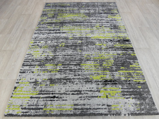 Abstract Modern Design Turkish Aroha Rug in Grey & Green Colour, Rugs Direct