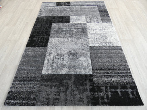 Geometric Modern Design Turkish Aroha Rug in Dark Grey & Grey Colour - Rugs Direct