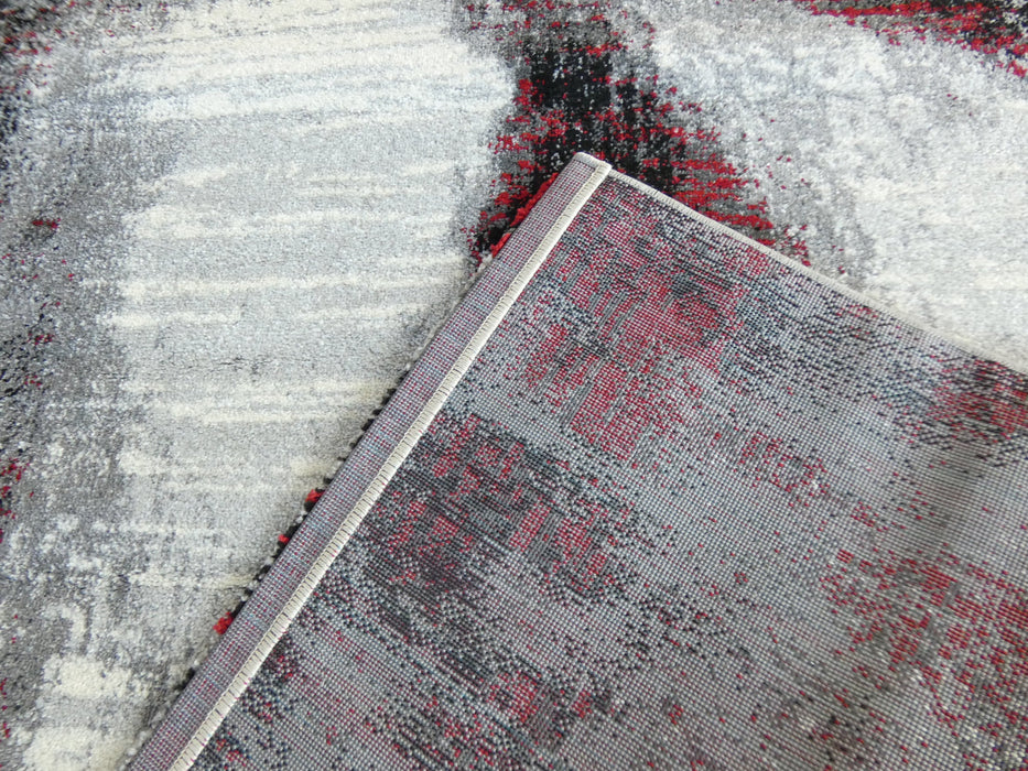 Abstract Modern Design Turkish Aroha Rug in Grey & Red