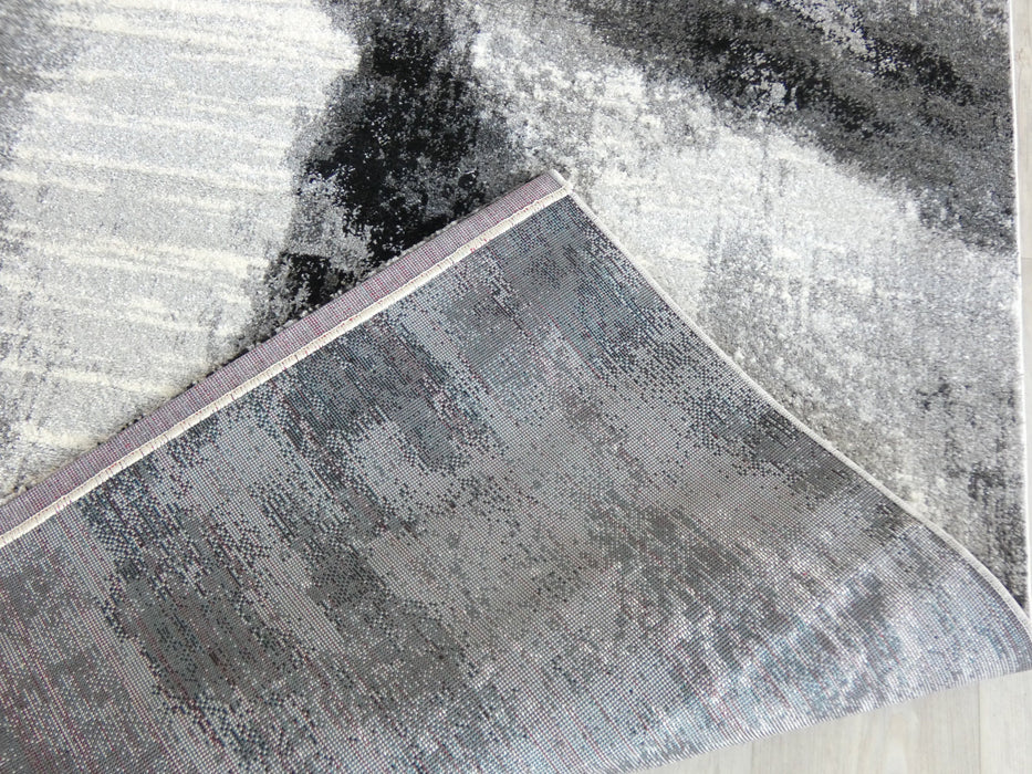 Abstract Modern Design Turkish Aroha Rug in Grey & Dark Grey