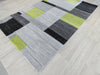 Modern Aroha Block Design Turkish Rug in Grey & Green Colour - Rugs Direct