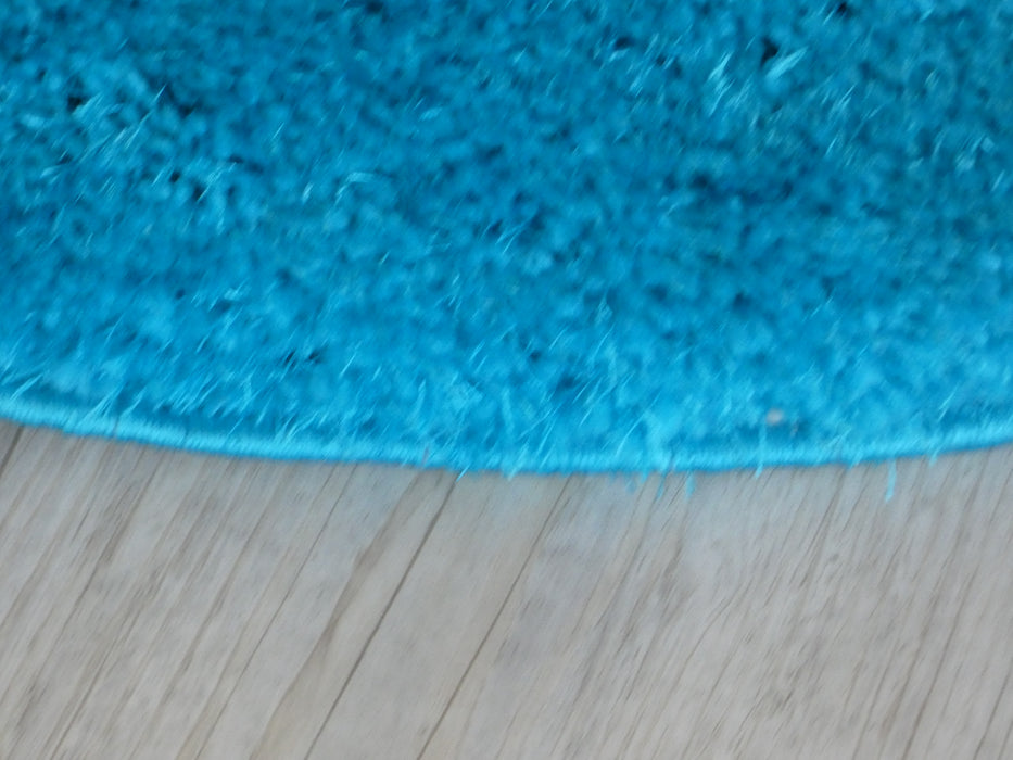 Round Rug Turquoise Dream Shaggy Turquoise Colour Turkish Round Rug — Rugs Direct